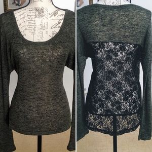 4/$20 No Boundaries Olive Green/Black Top